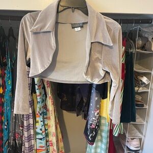 Pinup Couture Silver Velvet Cropped Blazer